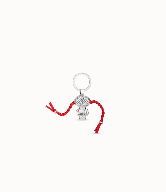 Sterling silver-plated girl and braids key-ring